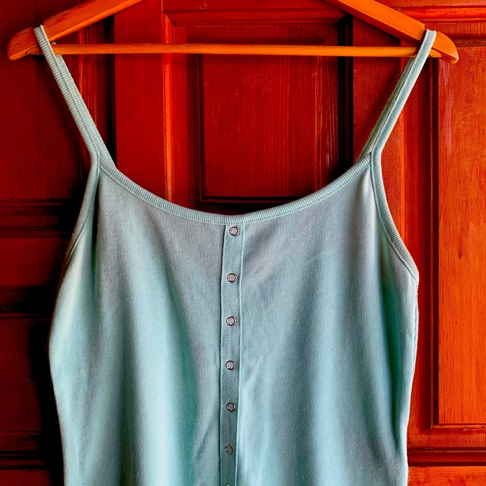 Baby blue, spaghetti strap, button up tank size L